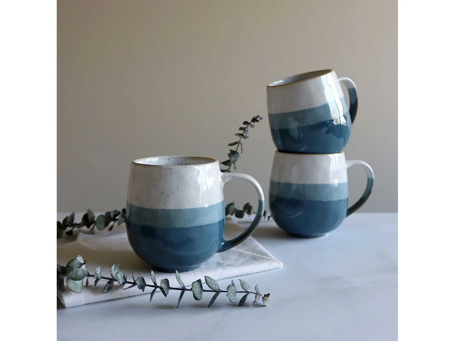 Novastyl - Lot De 6 Mugs Rita Bleu 44cl En Gres