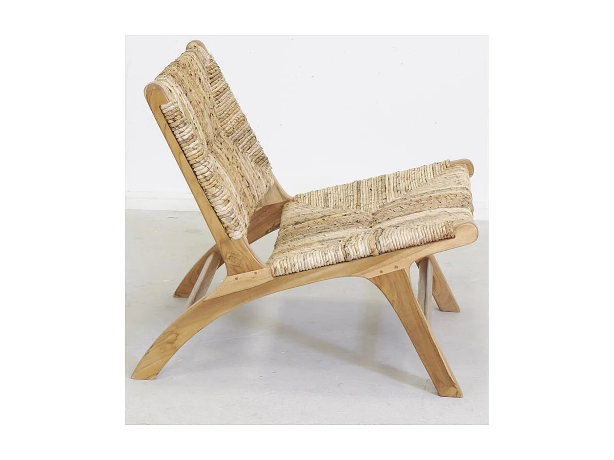 Fauteuil bas en teck naturel et bananier