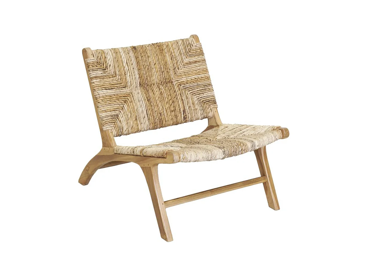Fauteuil bas en teck naturel et bananier