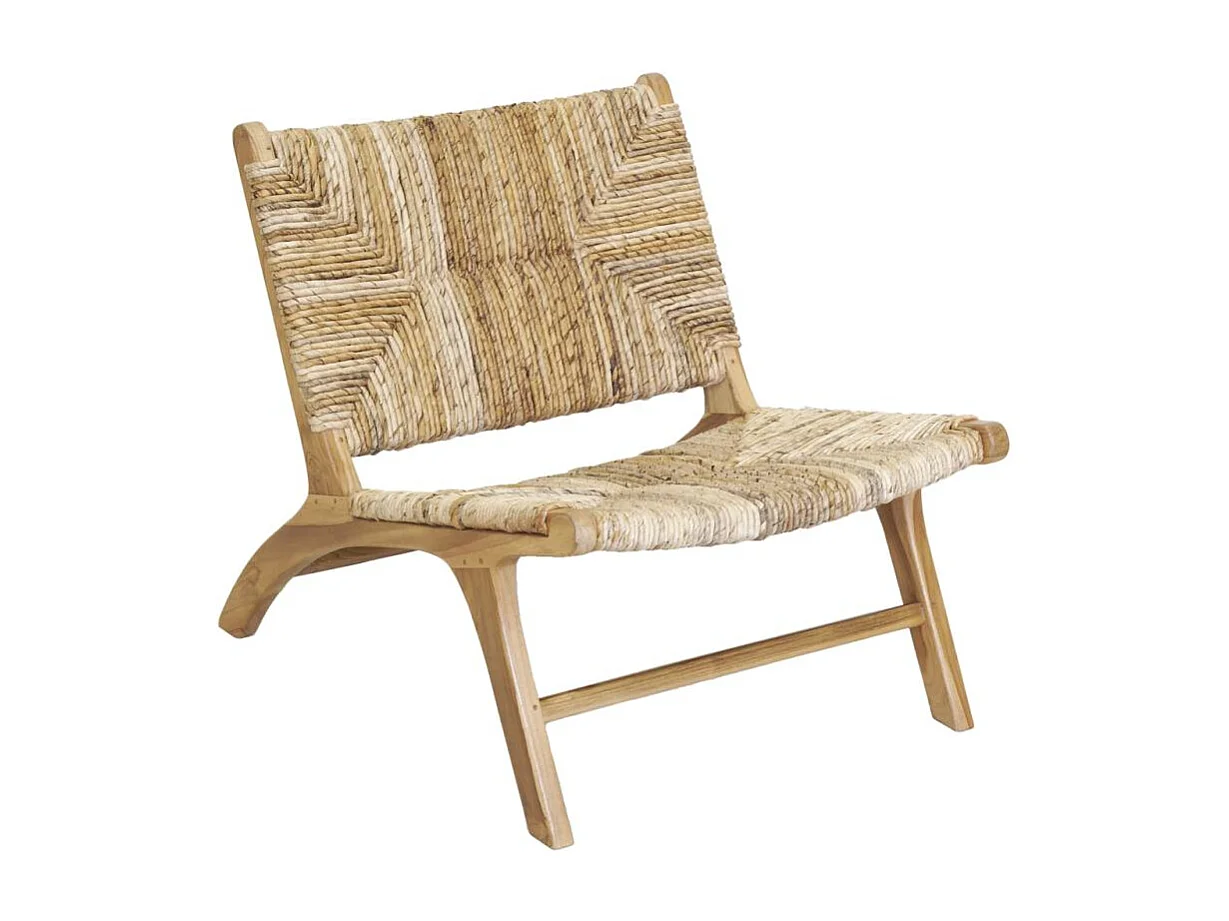 Fauteuil bas en teck naturel et bananier