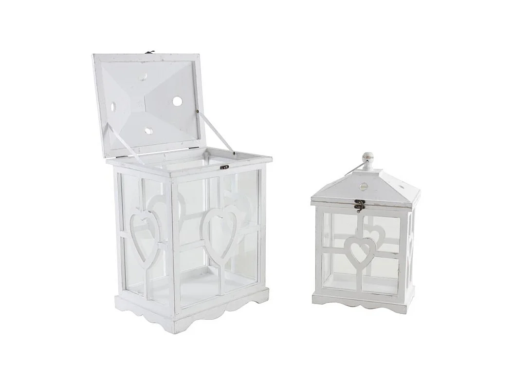 Lanternes en bois blanchi et verre