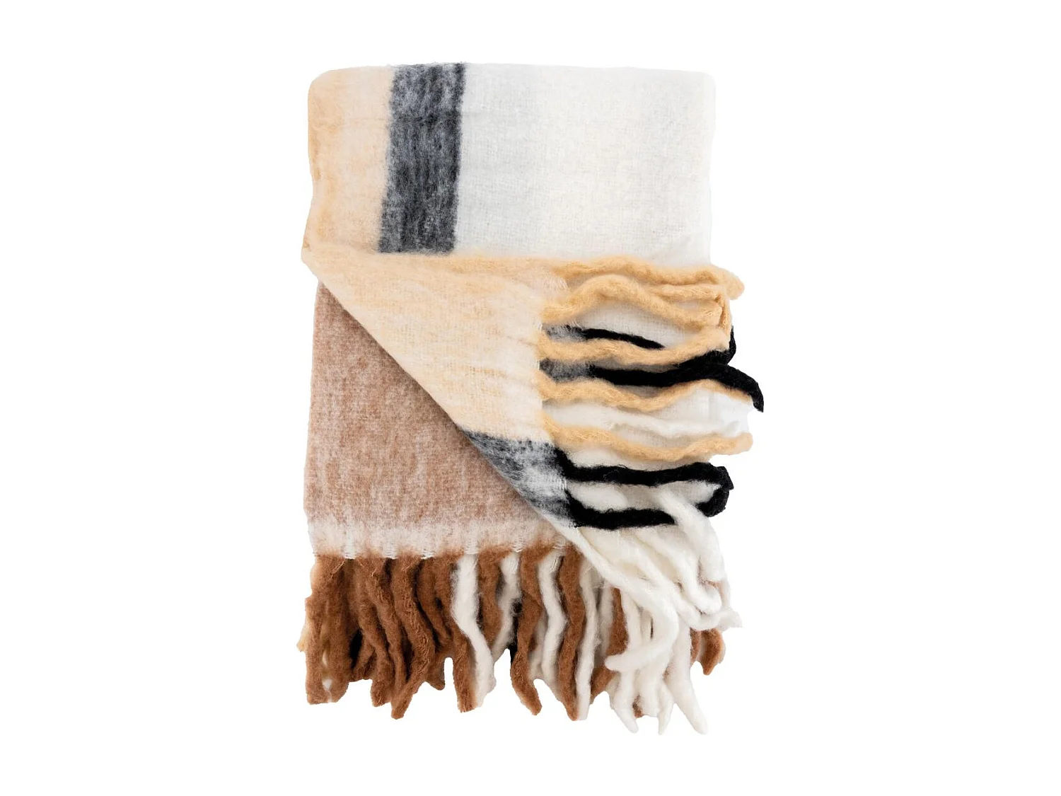 Plaid acrylique Alice Brun, beige et blanc