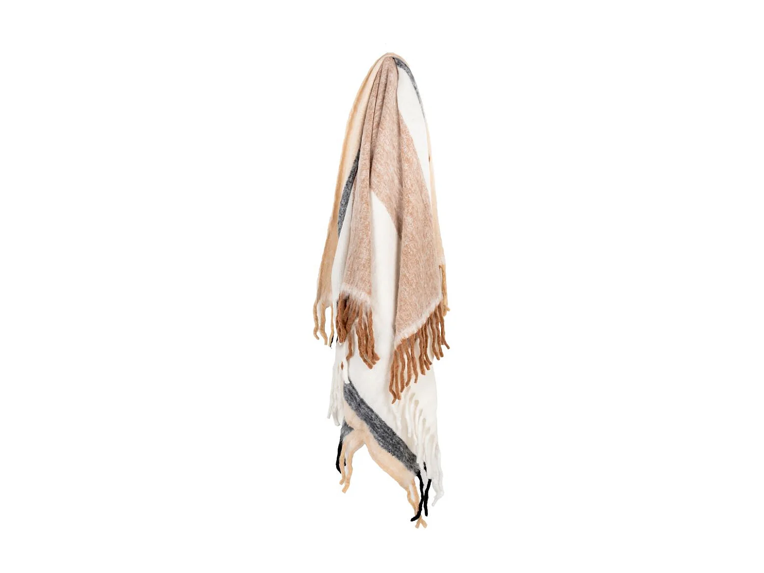 Plaid acrylique Alice Brun, beige et blanc
