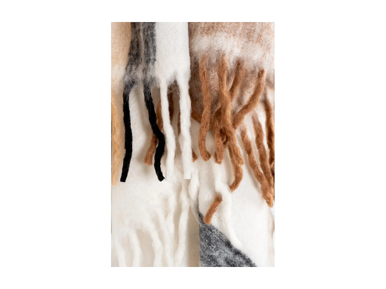 Plaid acrylique Alice Brun, beige et blanc