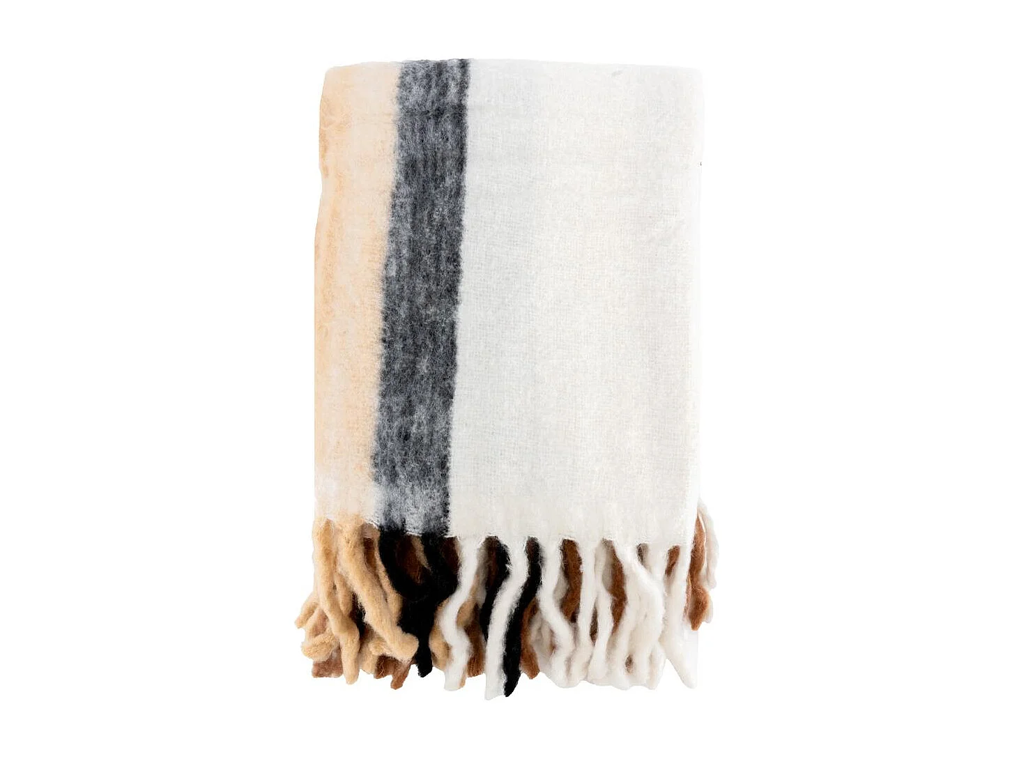 Plaid acrylique Alice Brun, beige et blanc