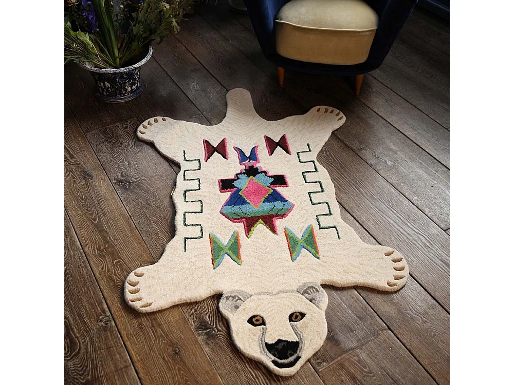 Tappeto con orso di lana grande