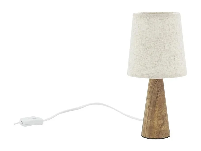 Mini lampe à pied en paulownia et abat-jour écru