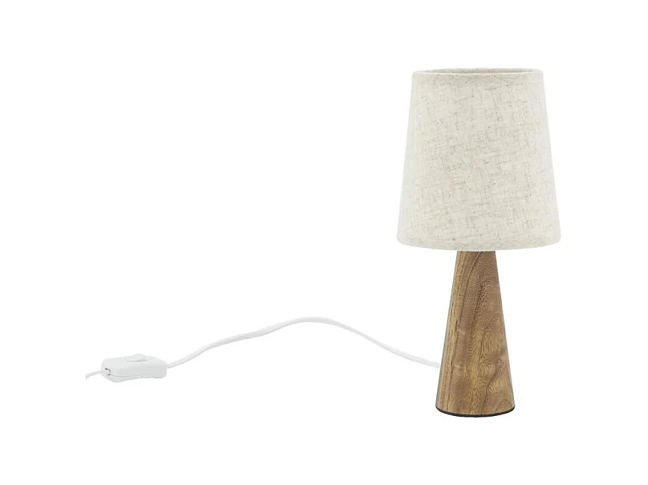 Mini lampe à pied en paulownia et abat-jour écru