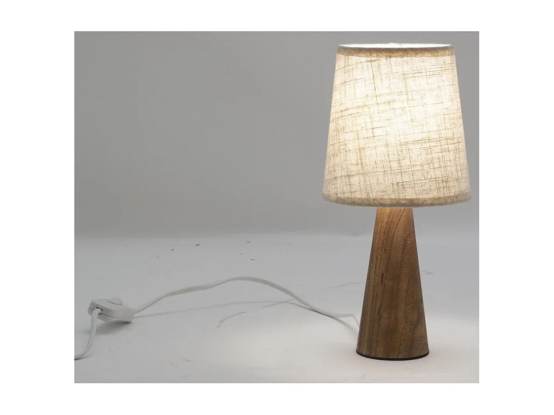 Mini lampe à pied en paulownia et abat-jour écru