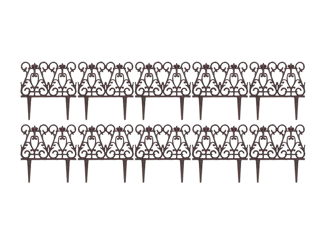 Bordure de jardin en fonte victorienne Lot de 10