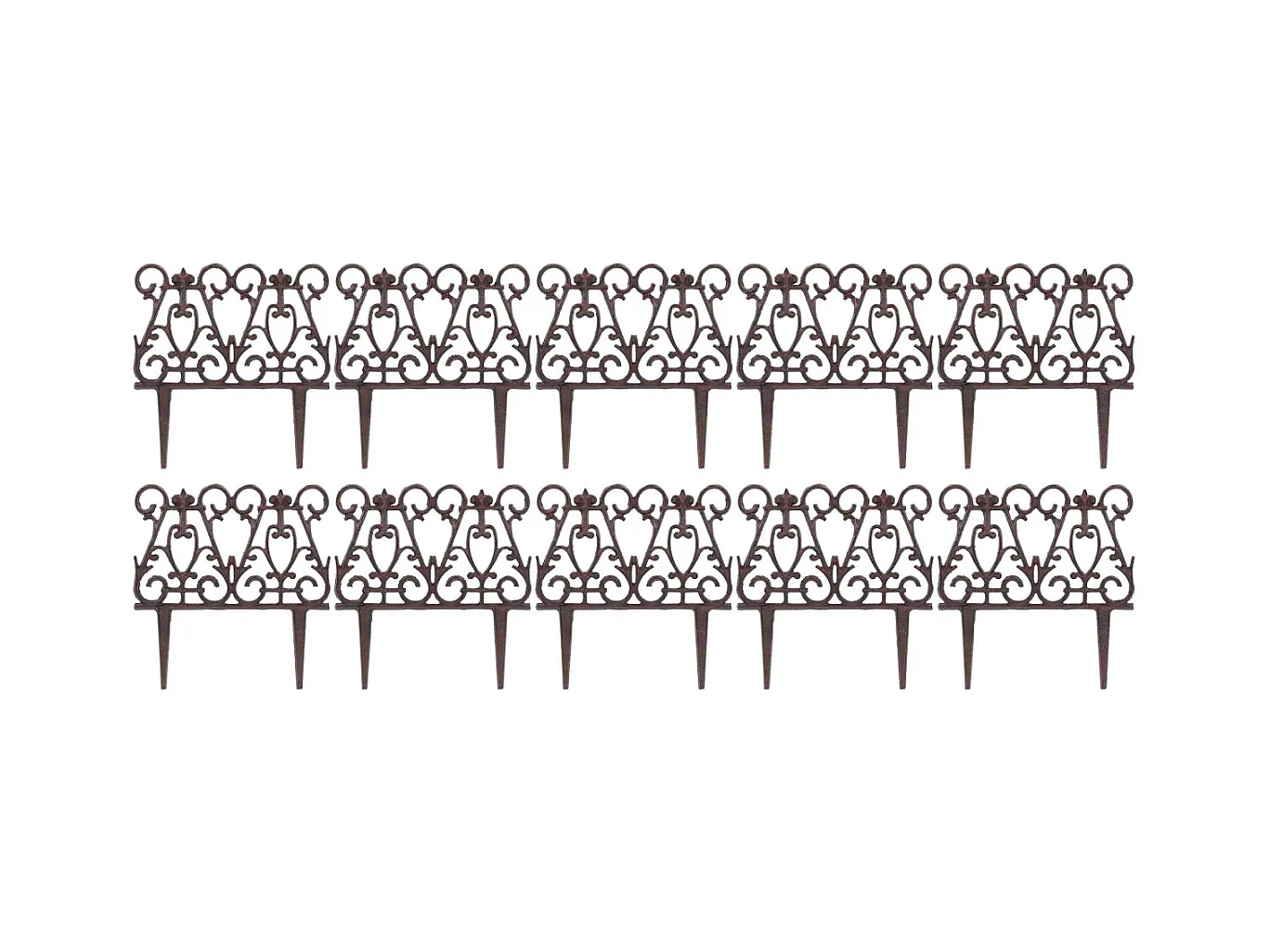 Bordure de jardin en fonte victorienne Lot de 10