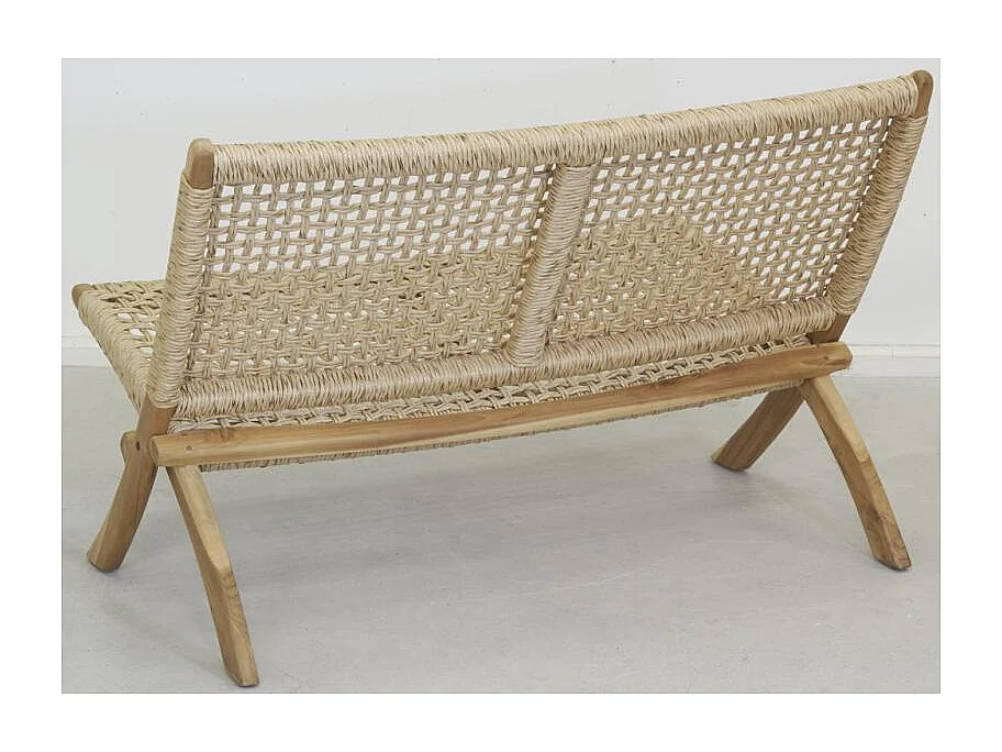 Banc pliant en teck et rotin synthétique beige BAIA Baia