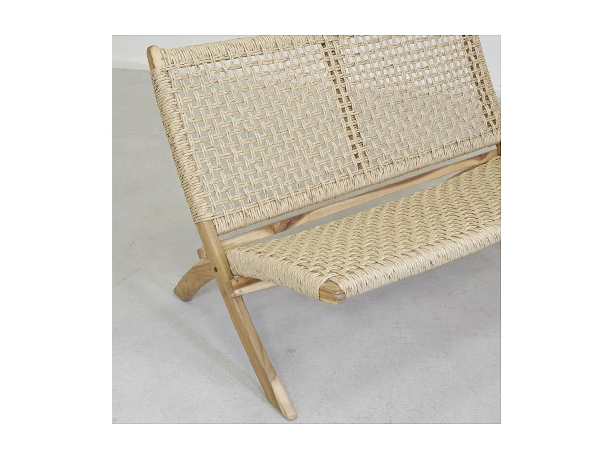 Banc pliant en teck et rotin synthétique beige BAIA Baia