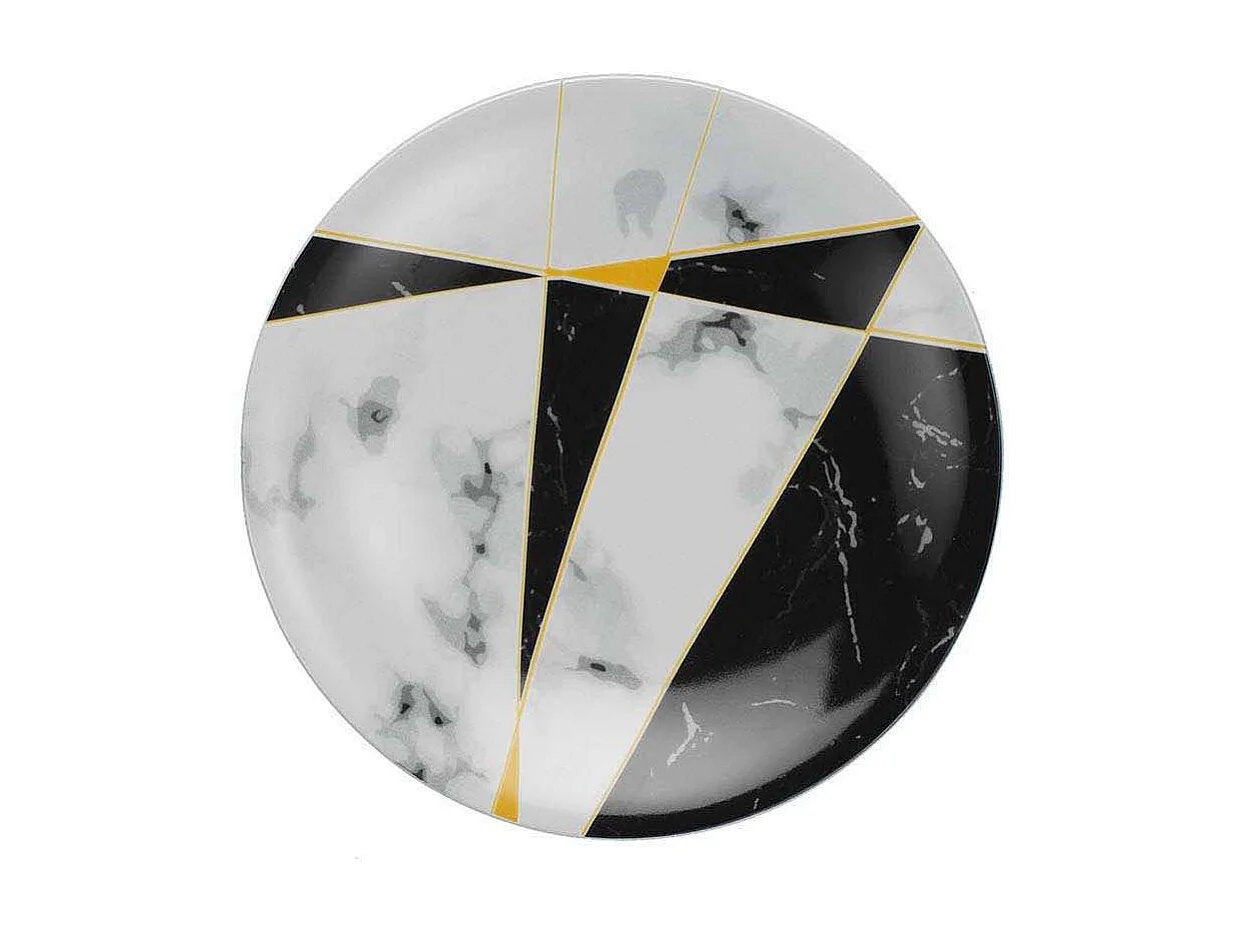 Service de table en porcelaine motifs géométriques 24 pièces