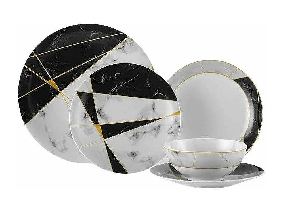 Service de table en porcelaine motifs géométriques 24 pièces