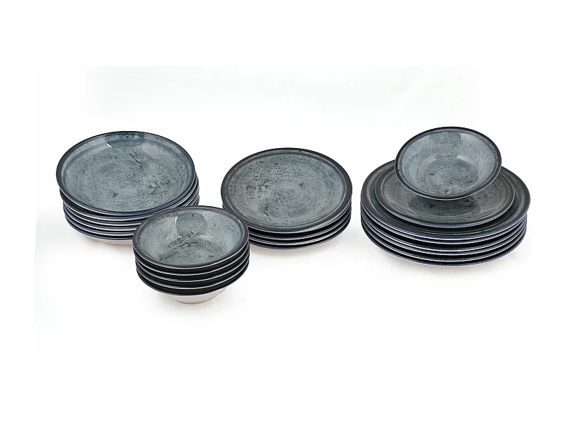 Set vaisselle service dîner 24 pièces Murrina 100% Porcelaine Bleu