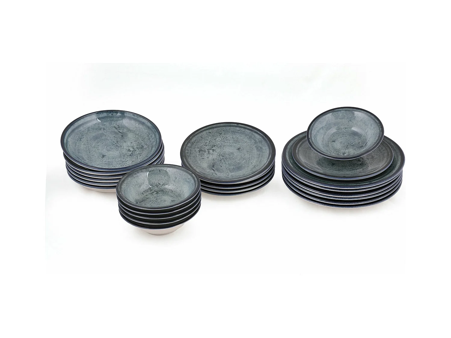 Set vaisselle service dîner 24 pièces Murrina 100% Porcelaine Bleu