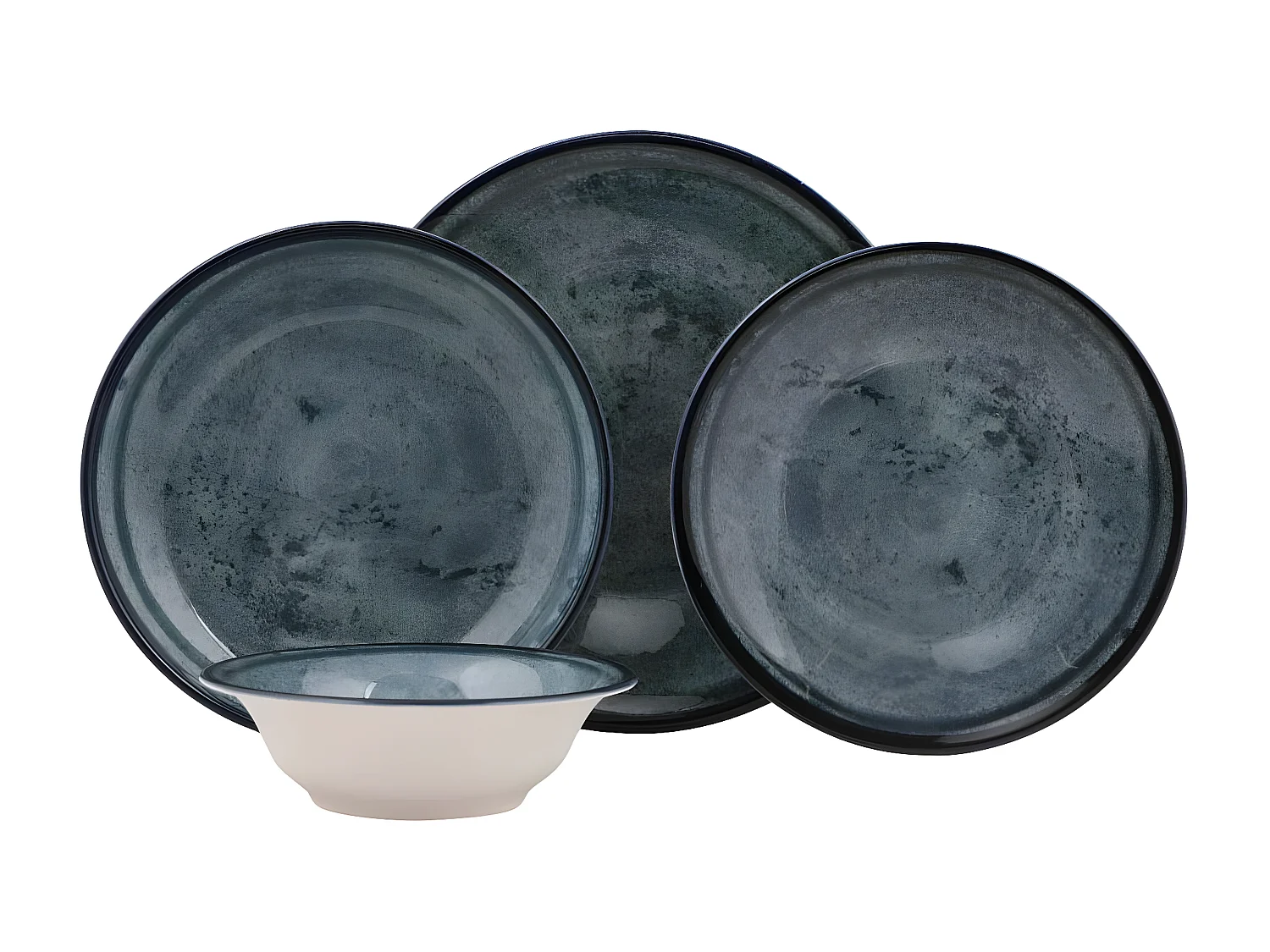 Set vaisselle service dîner 24 pièces Murrina 100% Porcelaine Bleu