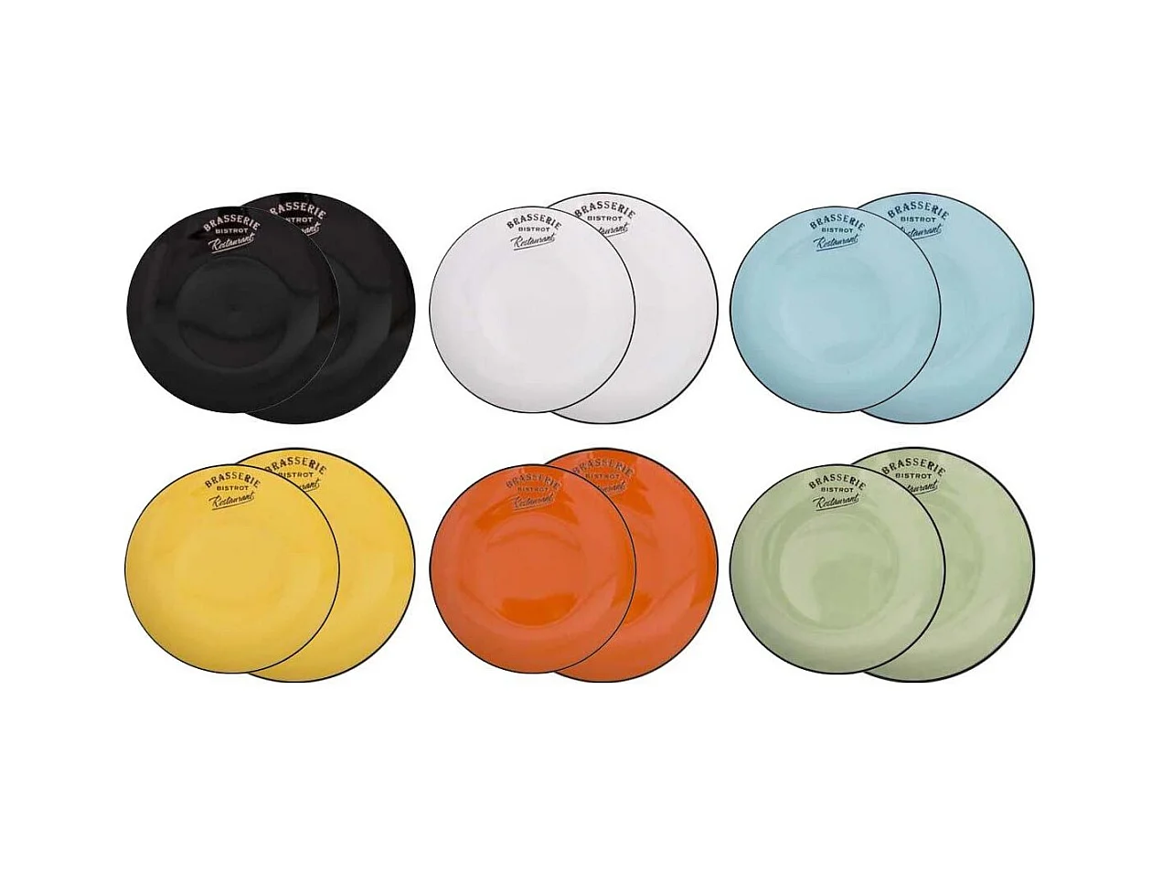 Assiettes colorées Brasserie bistrot (Lot de 12)