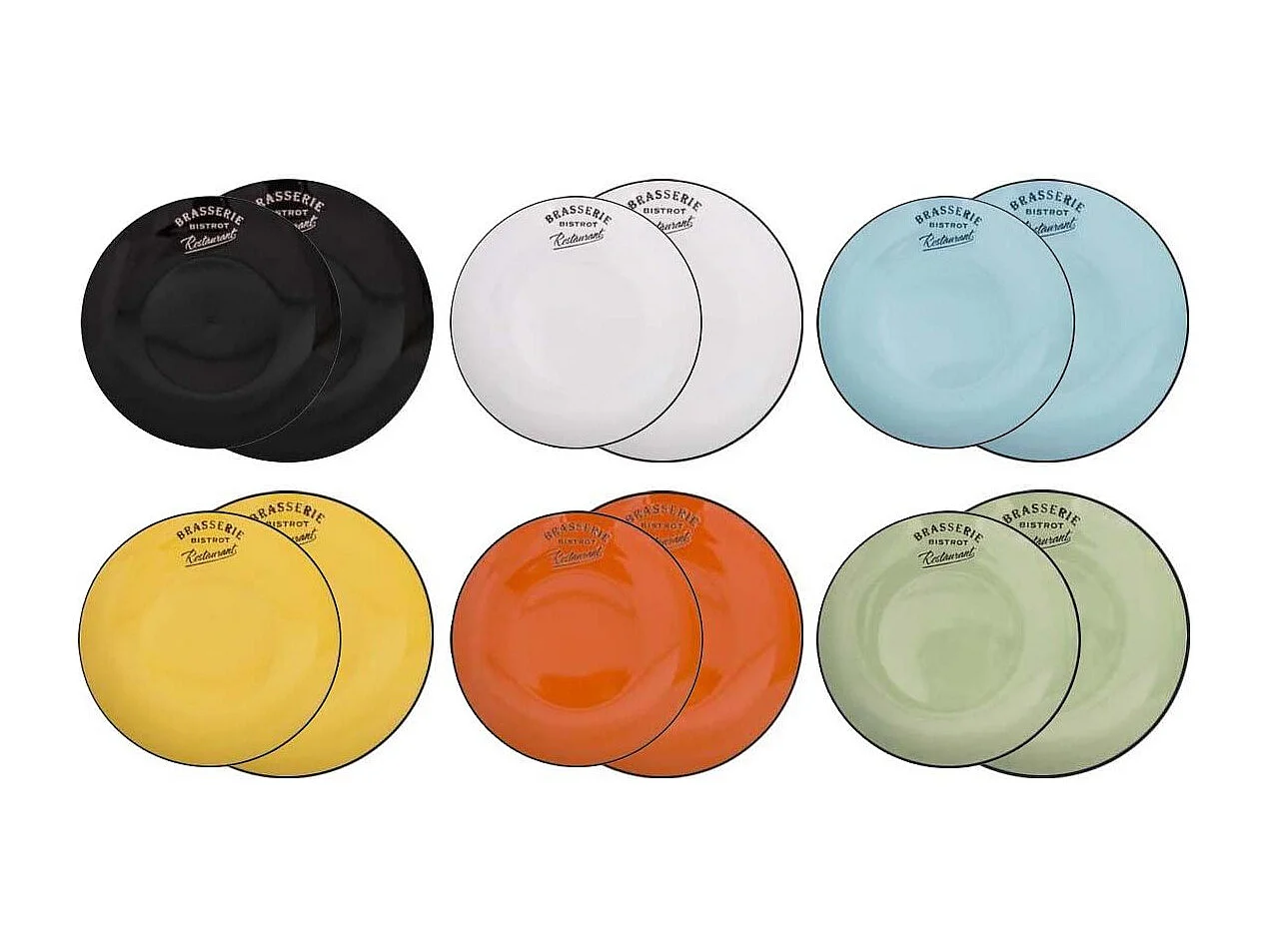 Assiettes colorées Brasserie bistrot (Lot de 12)