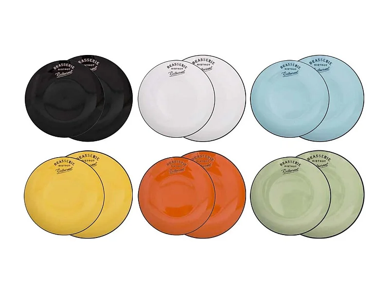 Assiettes colorées Brasserie bistrot (Lot de 12)