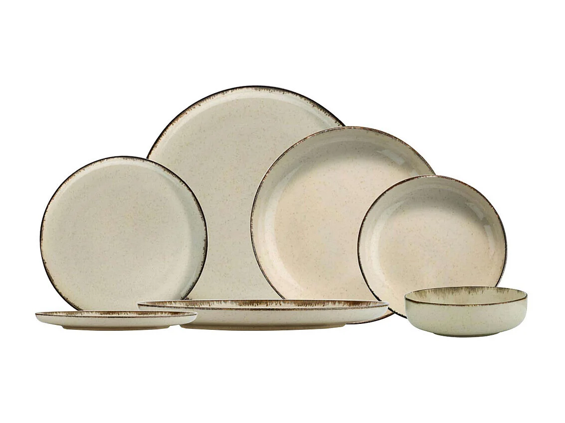 Service de table en porcelaine Point 24 pièces Cannelle