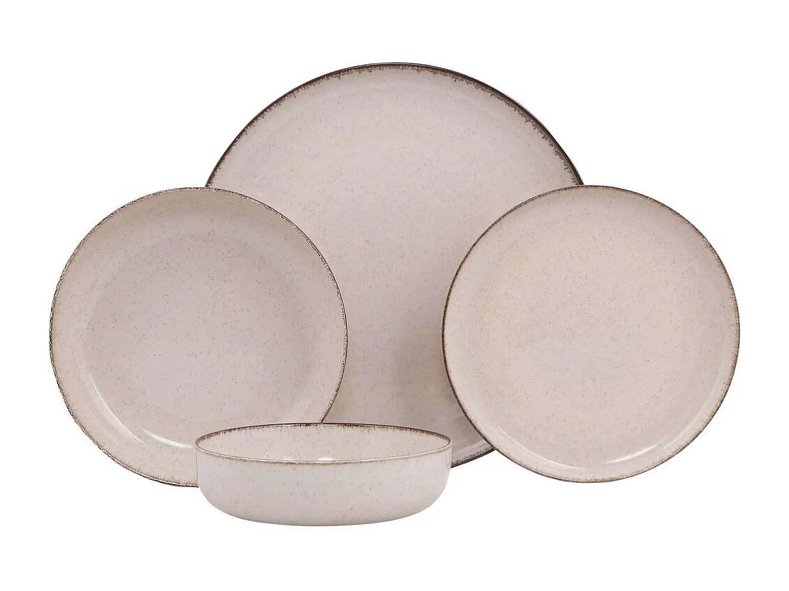 Service de table en porcelaine Point 24 pièces Cannelle
