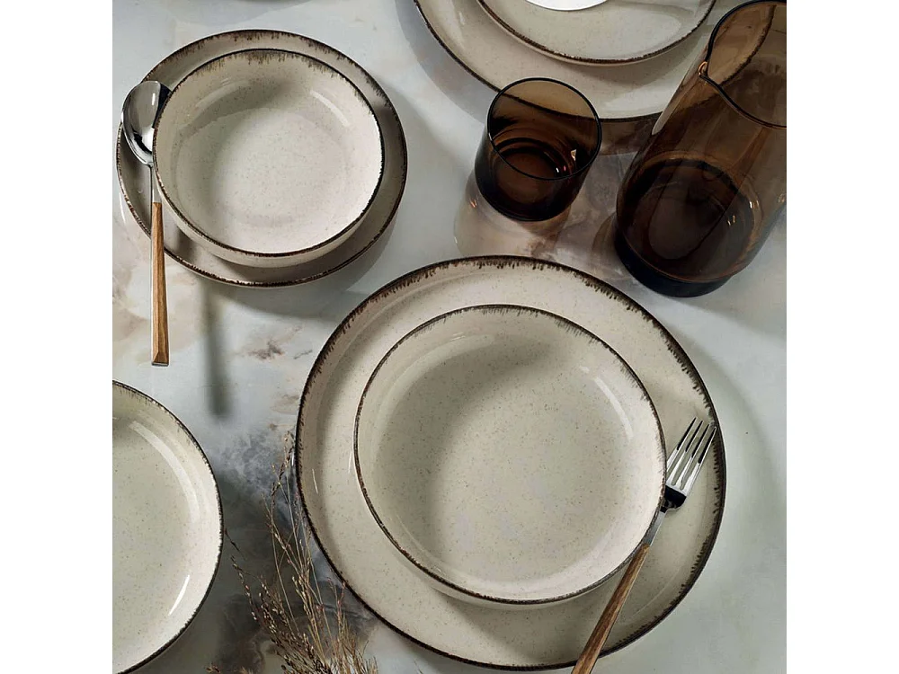 Service de table en porcelaine Point 24 pièces Cannelle