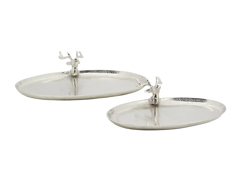 Plateaux ovales en aluminium Cerf (lot de 2)