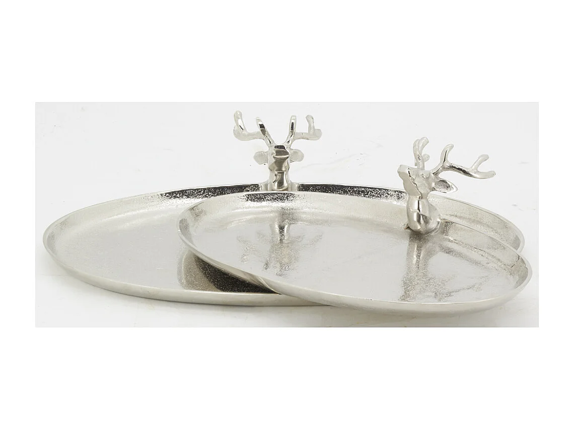Plateaux ovales en aluminium Cerf (lot de 2)