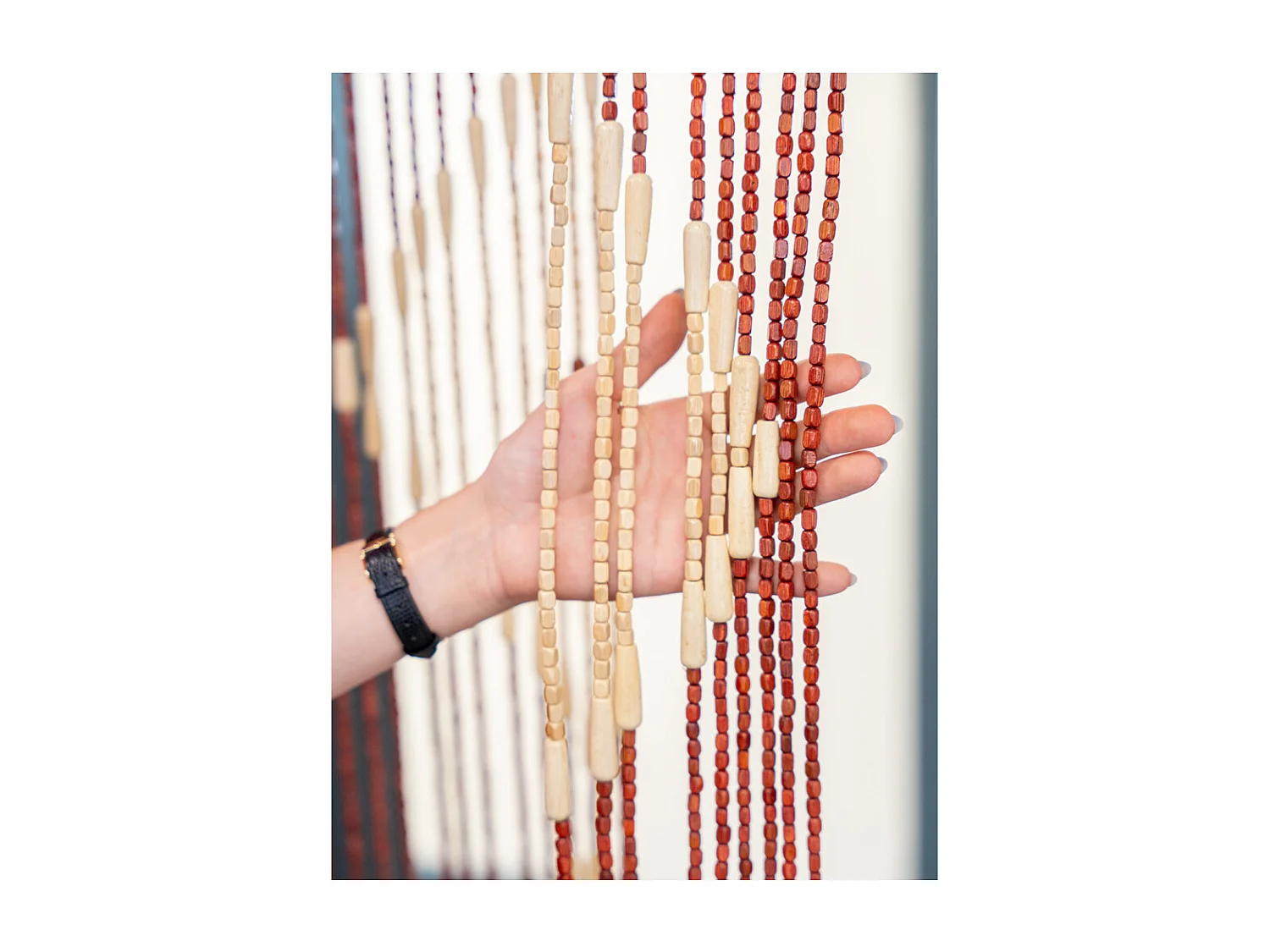 Rideau de porte en bois Losange