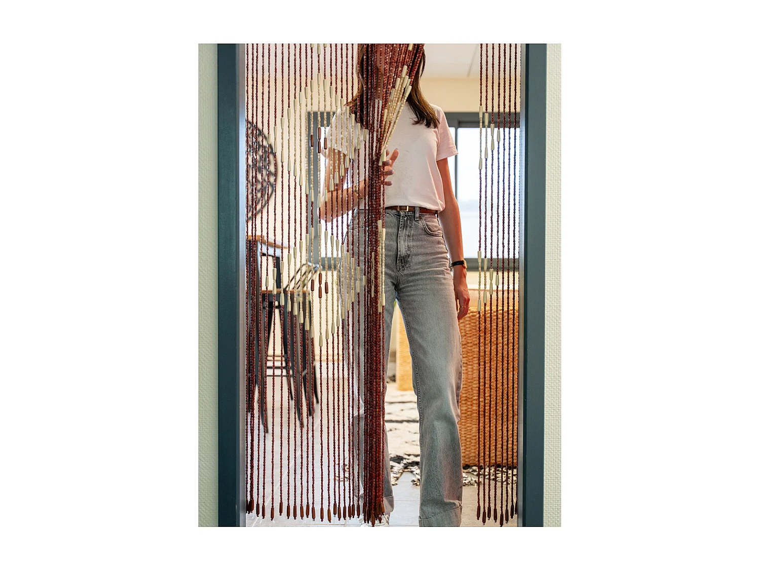 Rideau de porte en bois Losange