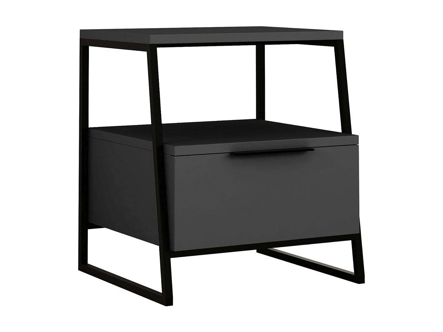 Table de chevet 1 tiroir Tekapo Métal Noir et Bois Anthracite