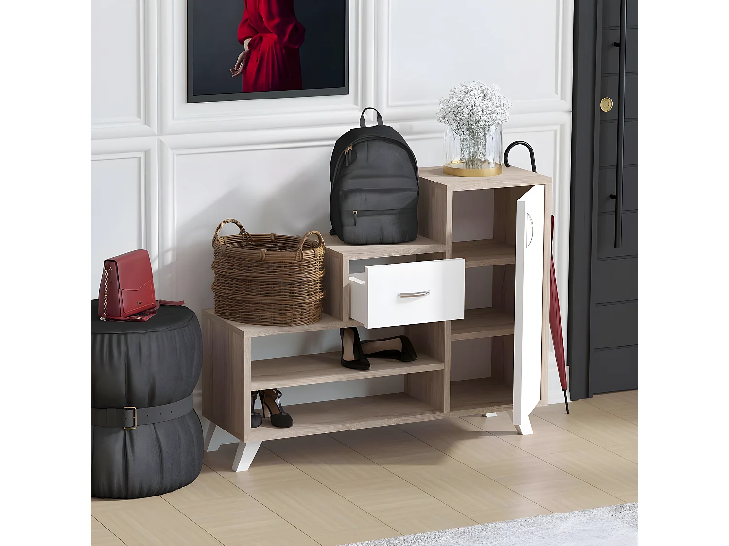 Meuble d'entrée en aggloméré Sonoma