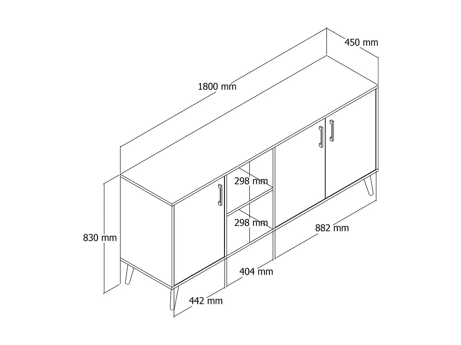 Buffet 2 niches 3 portes décor noyer et gris anthracite L180 cm - Exxen