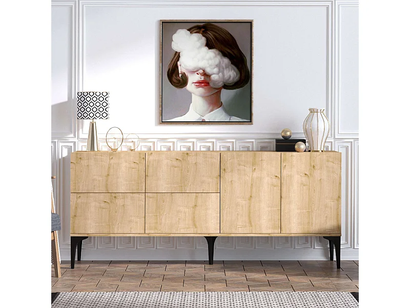 Buffet 6 Türen Eiche Saphir Dekor L180 cm - Laika