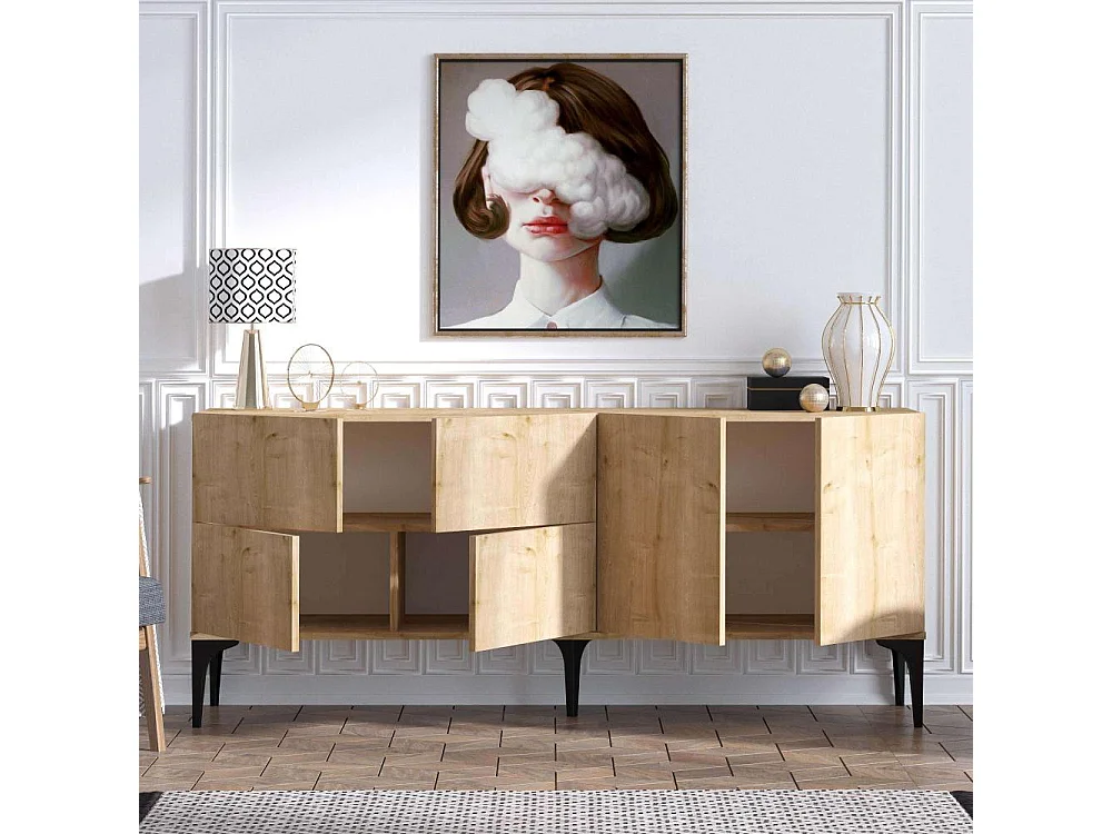 Buffet 6 Türen Eiche Saphir Dekor L180 cm - Laika