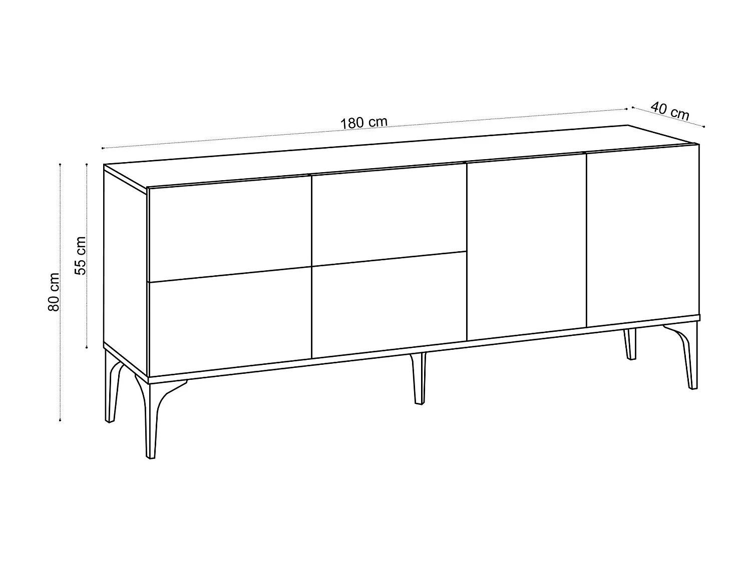 Buffet 6 Türen Eiche Saphir Dekor L180 cm - Laika
