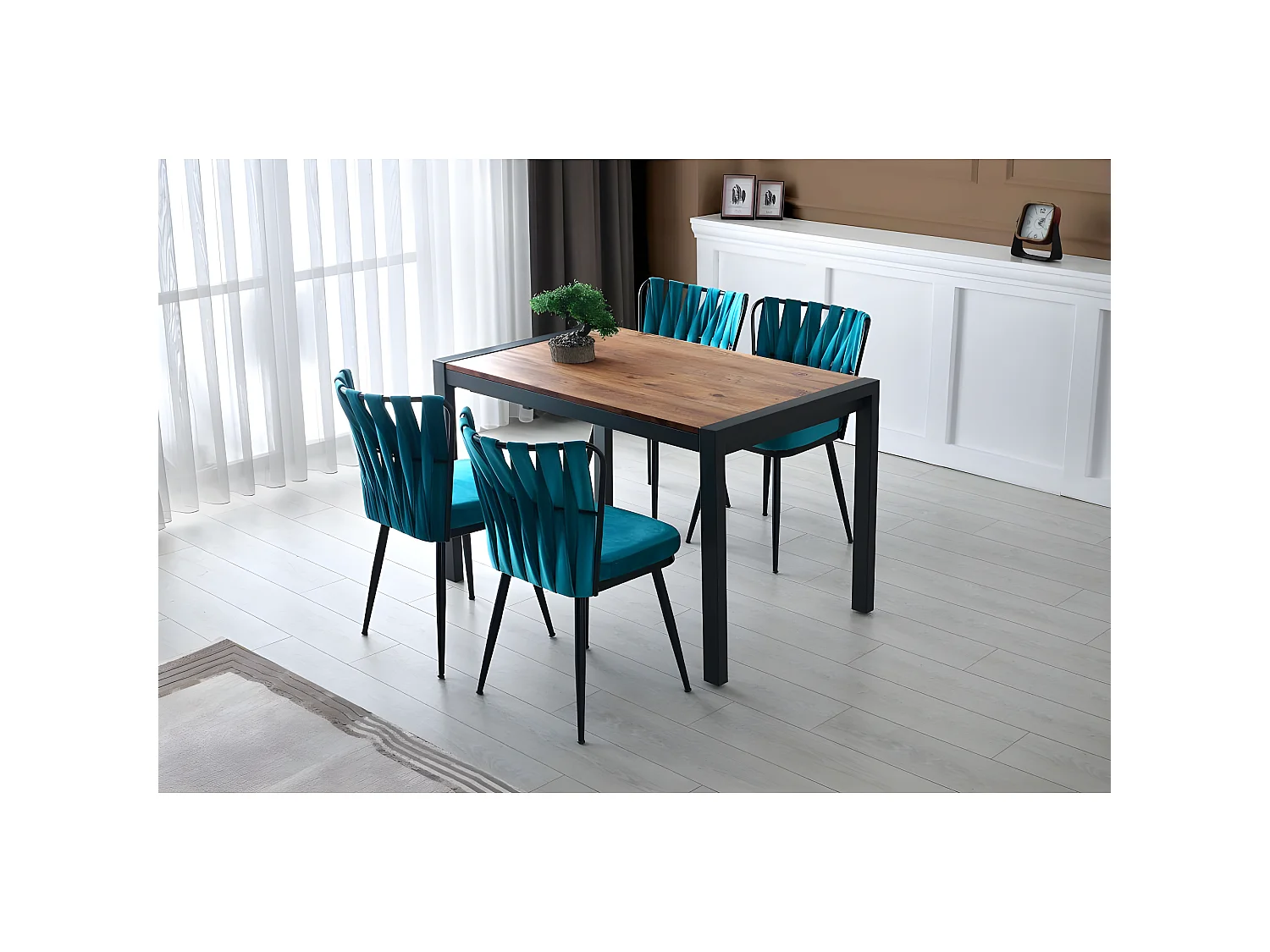 Table à manger extensible industrielle Sika 120-187cm