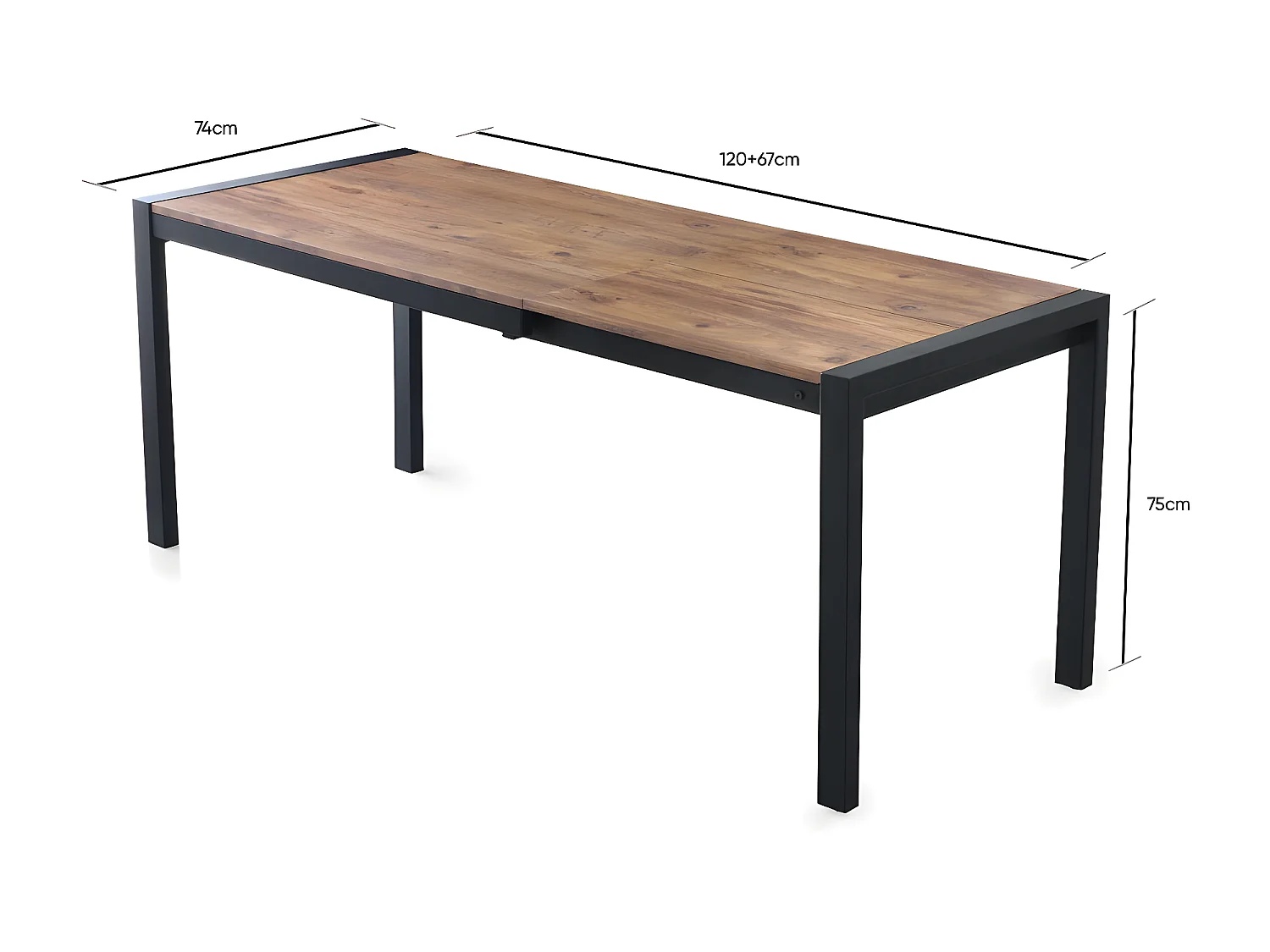 Table à manger extensible industrielle Sika 120-187cm