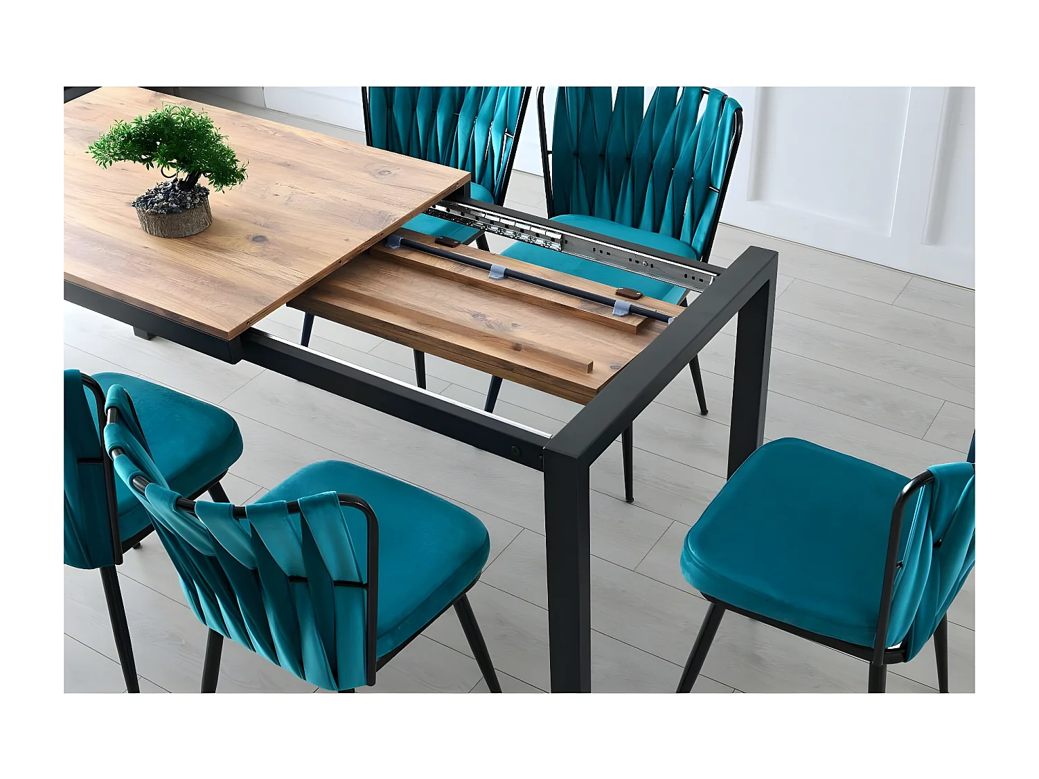 Sika industriële uitschuifbare eettafel 120/187 cm