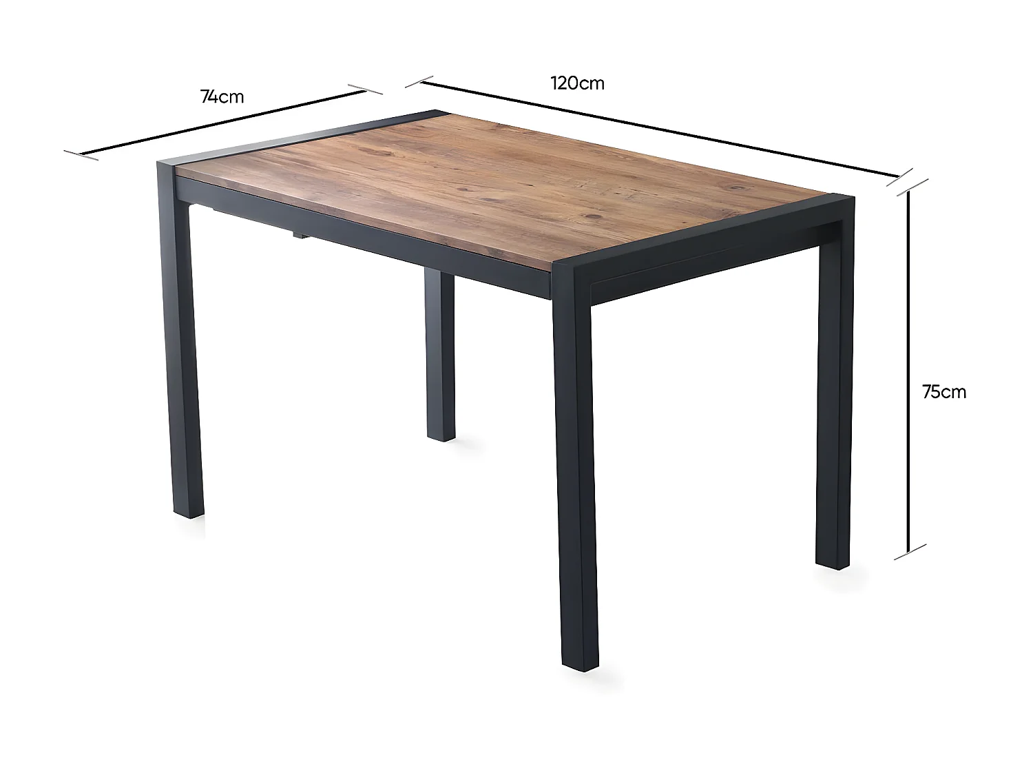 Sika industriële uitschuifbare eettafel 120/187 cm