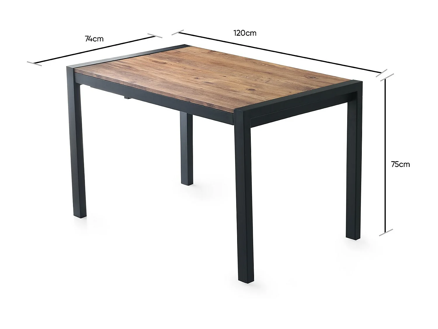 Sika industriële uitschuifbare eettafel 120/187 cm