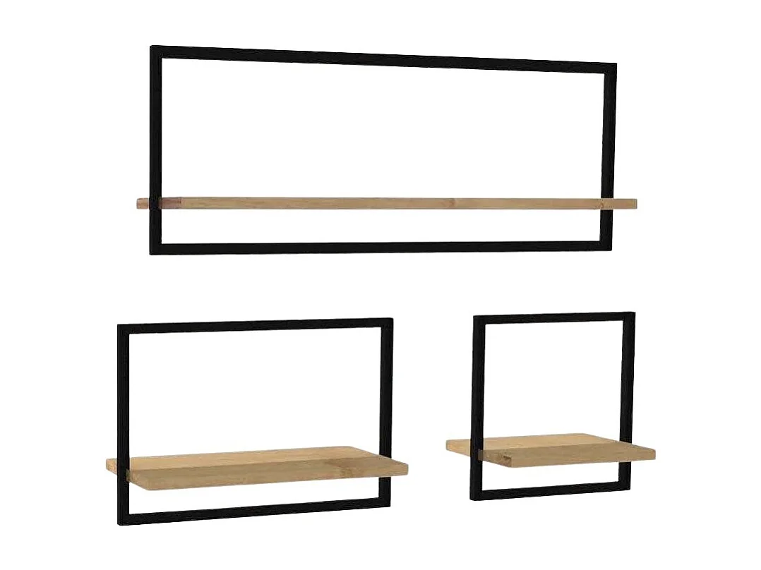 Estante de pared moderno de 3 niveles, roble zafiro, tablero de partículas recubierto 100 % de melamina.