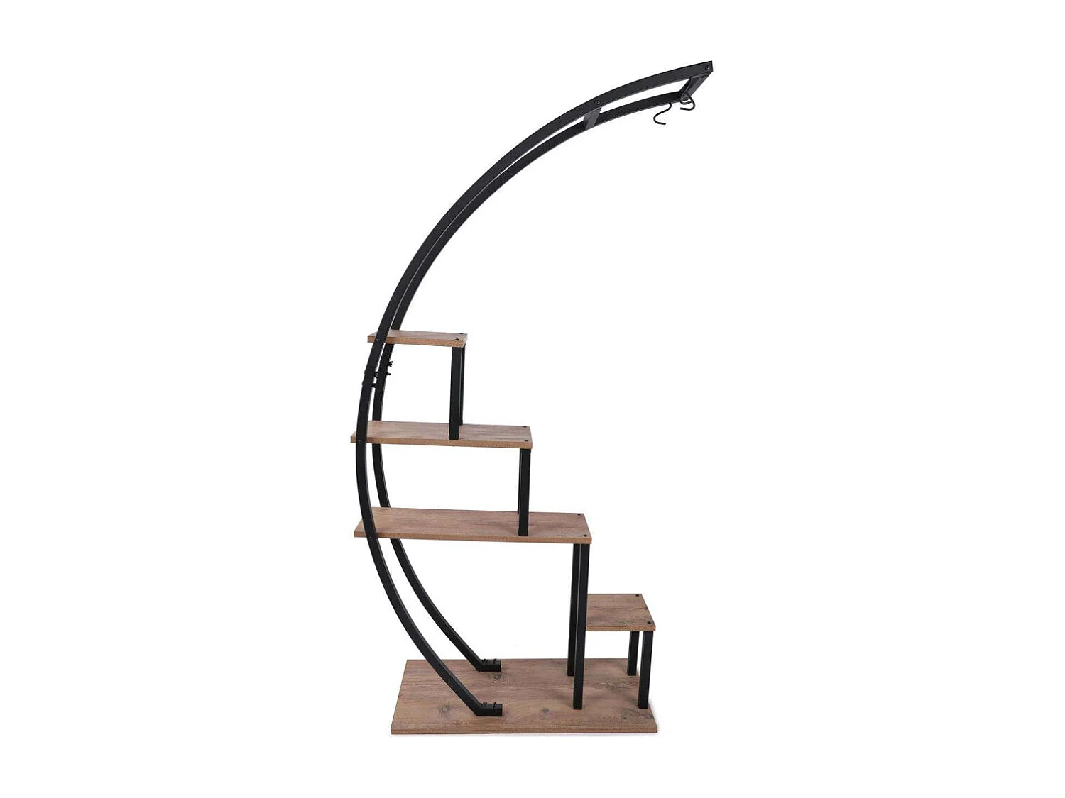 Estante moderna multifuncional – 85 x 180 x 35 cm – Pinho Atlântico e Preto – Painéis de partículas revestidos a melamina e estrutura de met