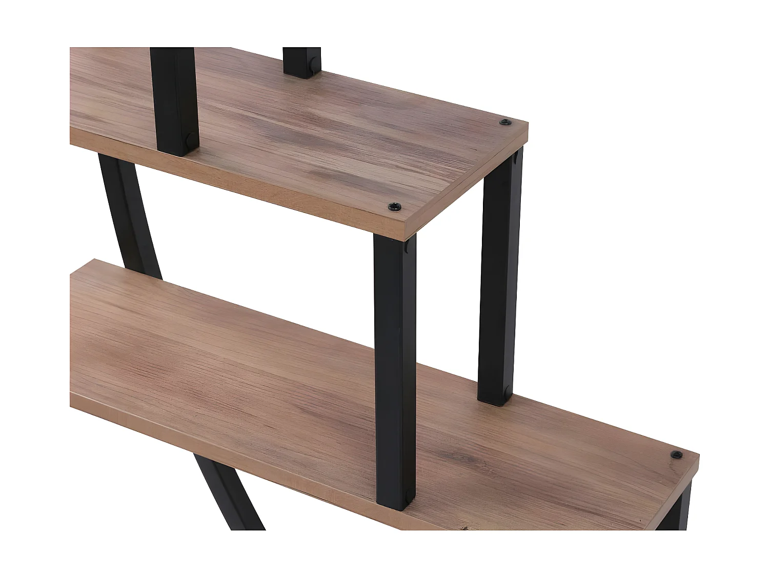 Estante moderna multifuncional – 85 x 180 x 35 cm – Pinho Atlântico e Preto – Painéis de partículas revestidos a melamina e estrutura de met