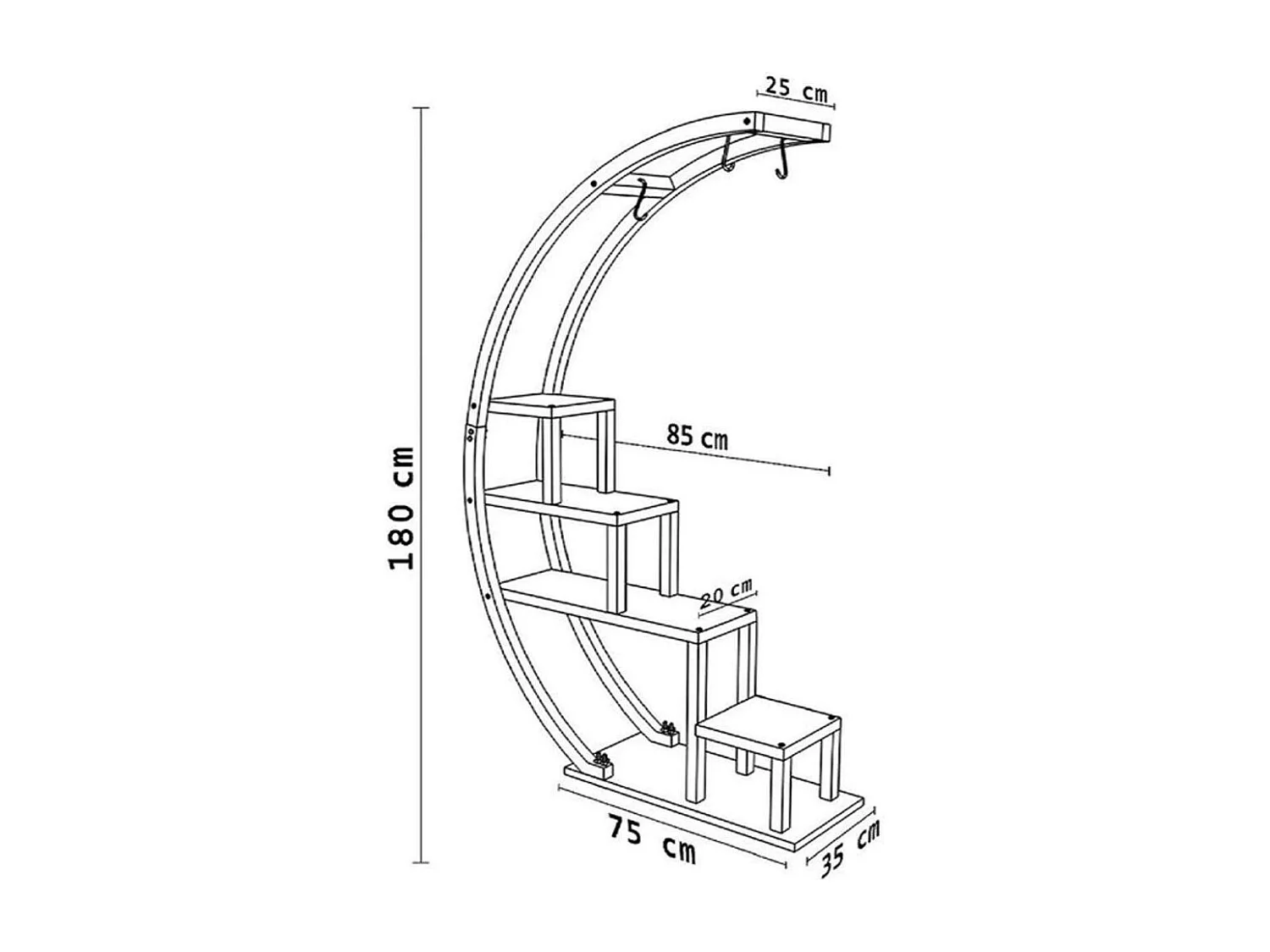 Estante moderna multifuncional – 85 x 180 x 35 cm – Pinho Atlântico e Preto – Painéis de partículas revestidos a melamina e estrutura de met