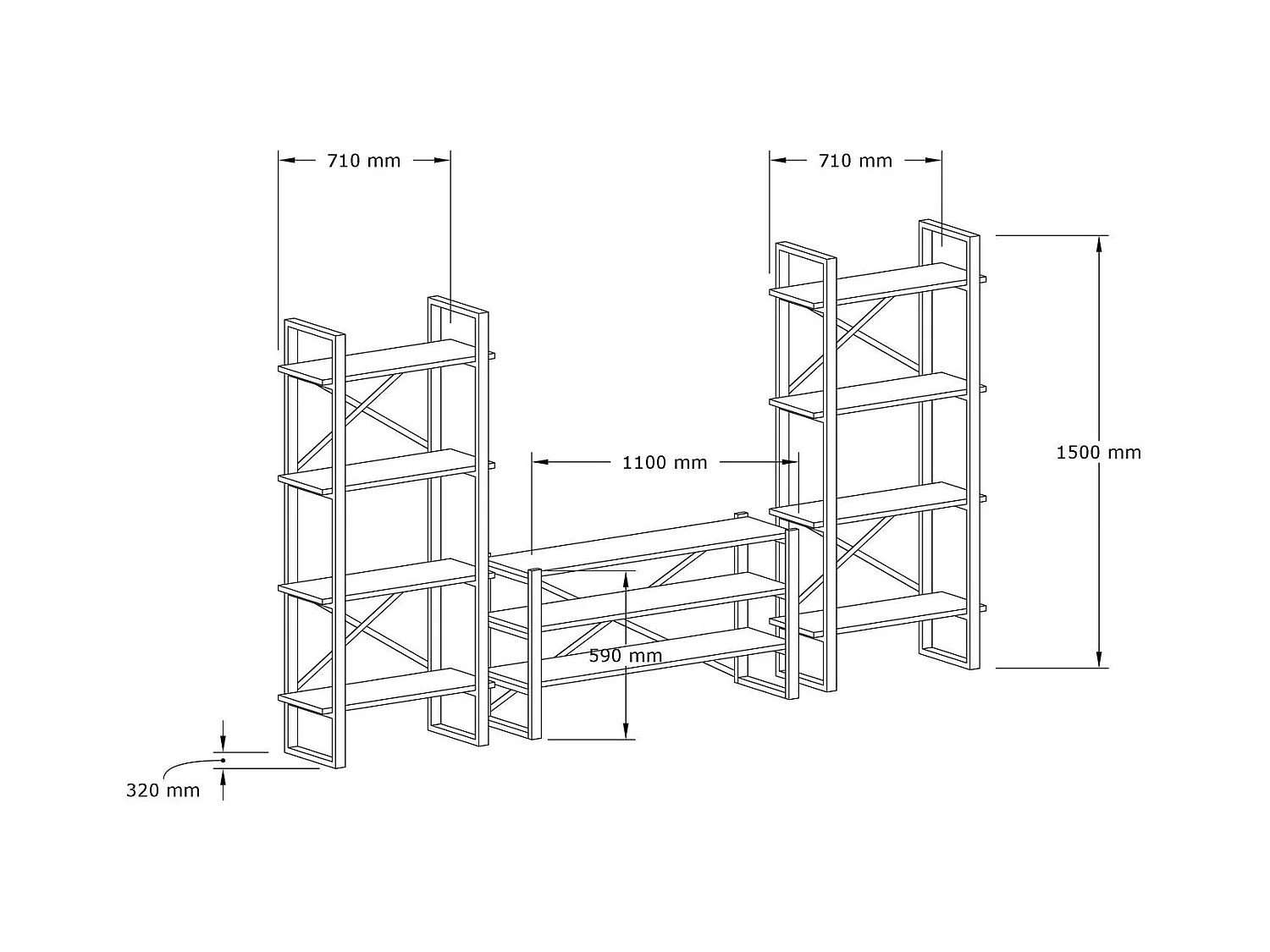 Conjunto de salón Kailua 1563, Negro|Nuez, Partes separadas|Con mesa de TV, 150x252x32cm