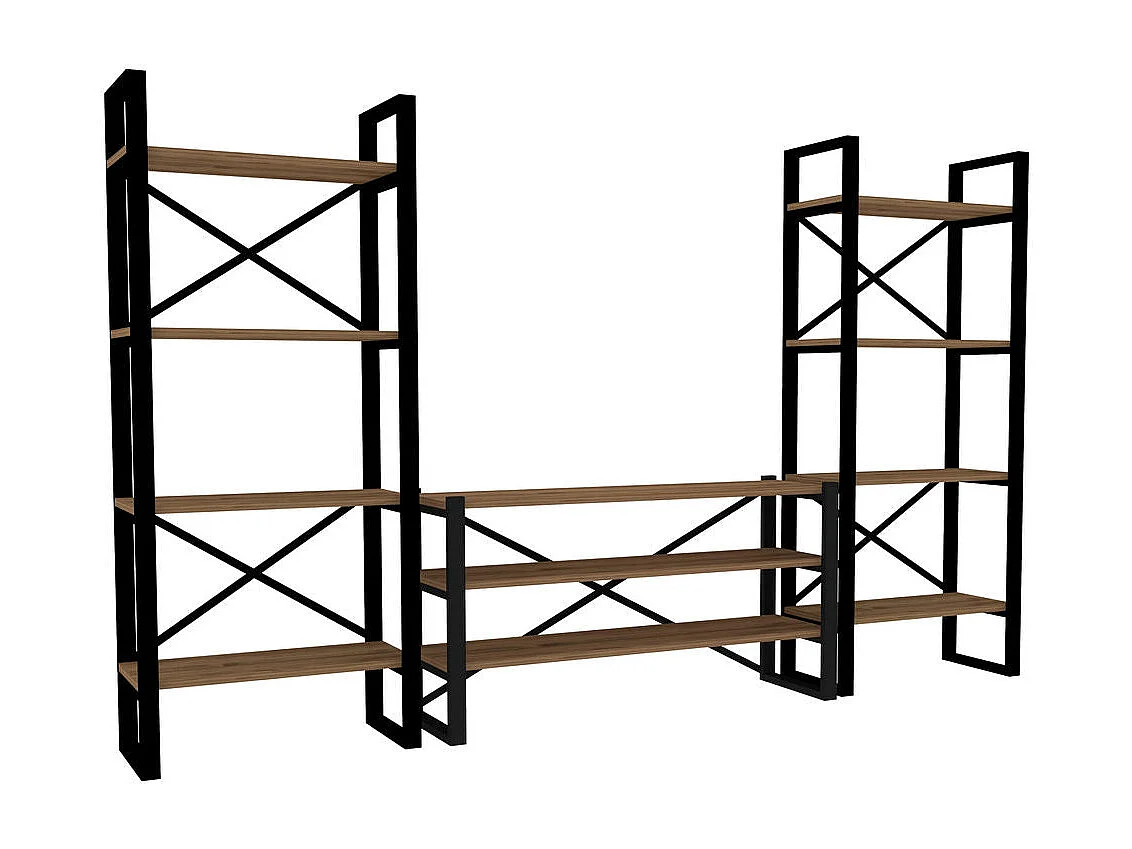 Conjunto de salón Kailua 1563, Negro|Nuez, Partes separadas|Con mesa de TV, 150x252x32cm