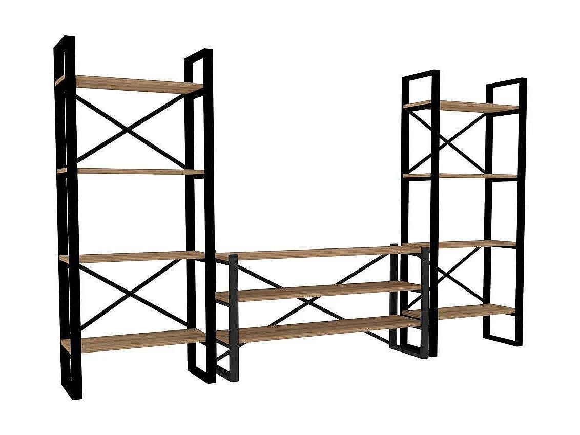 Conjunto de salón Kailua 1563, Negro|Nuez, Partes separadas|Con mesa de TV, 150x252x32cm